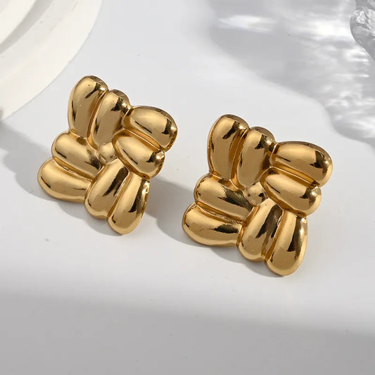 Gold-Plated Geometric Earrings – Anti-Tarnish Statement Studs