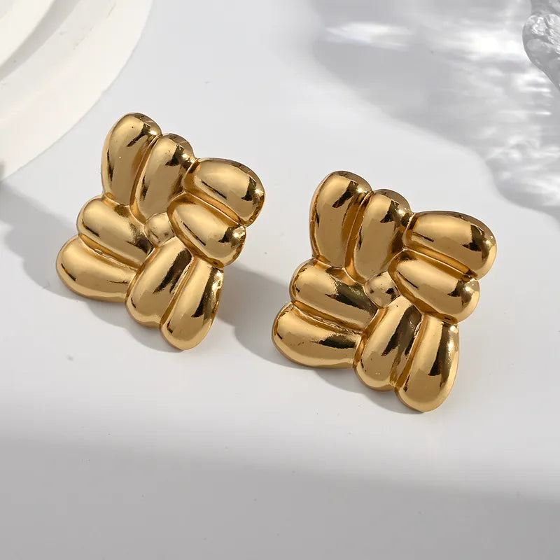 Gold-Plated Geometric Earrings – Anti-Tarnish Statement Studs