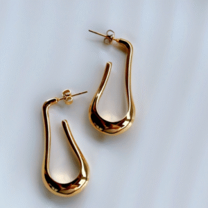 Gold-Toned Abstract Drop Earrings.