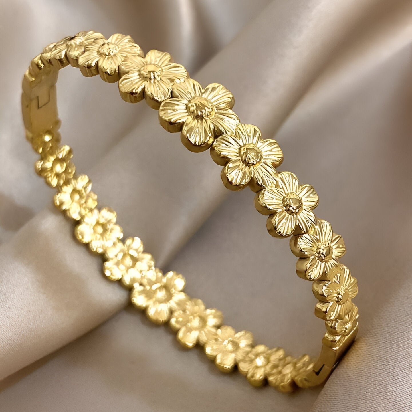 Floral Gold Anti-Tarnish Kada