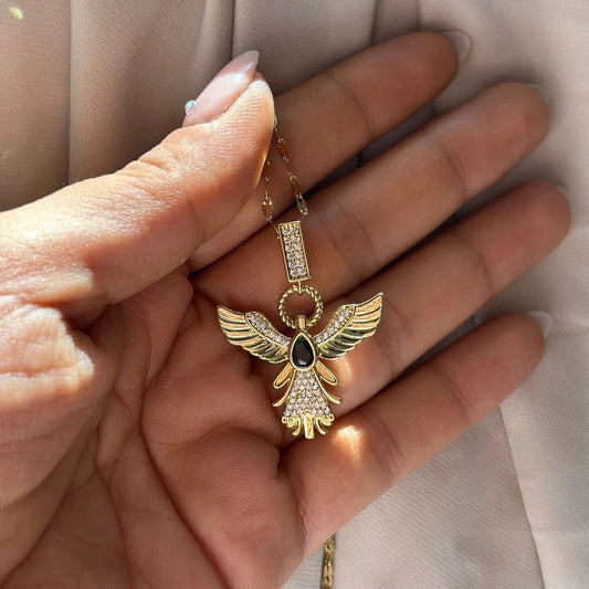 Anti-Tarnish Gold-Plated Angel Wing Pendant Neck Chain