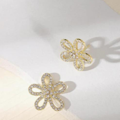Style Flower Earrings for Women – Gold Plated, Crystal Studded Earring
