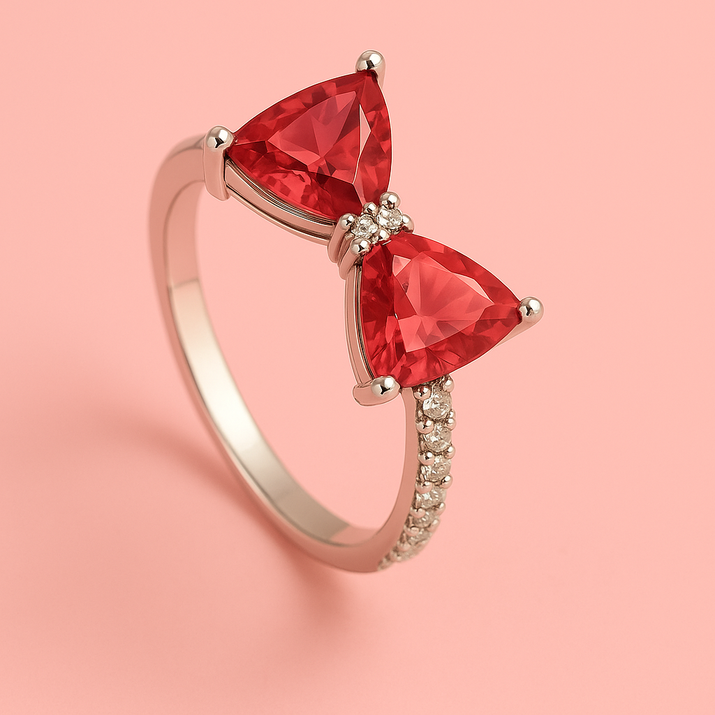 Adjustable Bow-Shaped Gemstone Ring