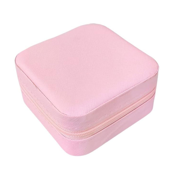 Pink Travel Jewelry Storage Box with Zipper