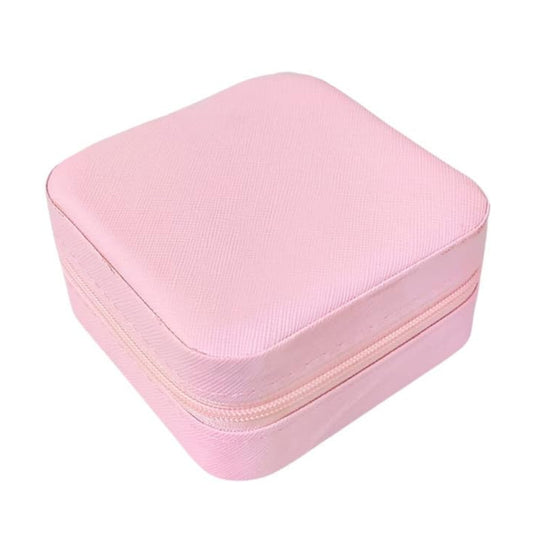 Pink Travel Jewelry Storage Box with Zipper