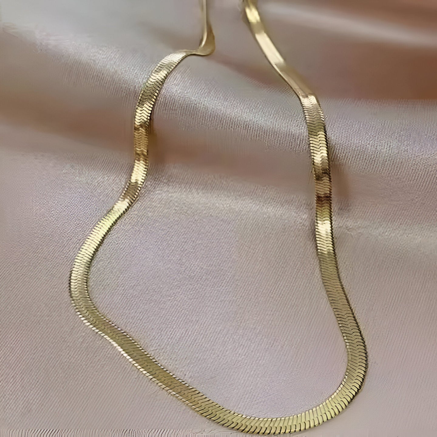 Sleek Gold Herringbone Snake Chain Necklace
