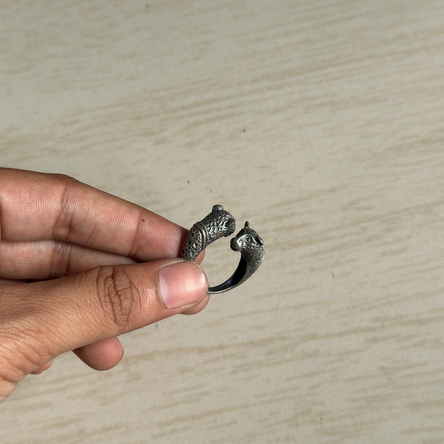 Oxidized Silver Double Jaguar Ring – Bold Adjustable Tribal Design