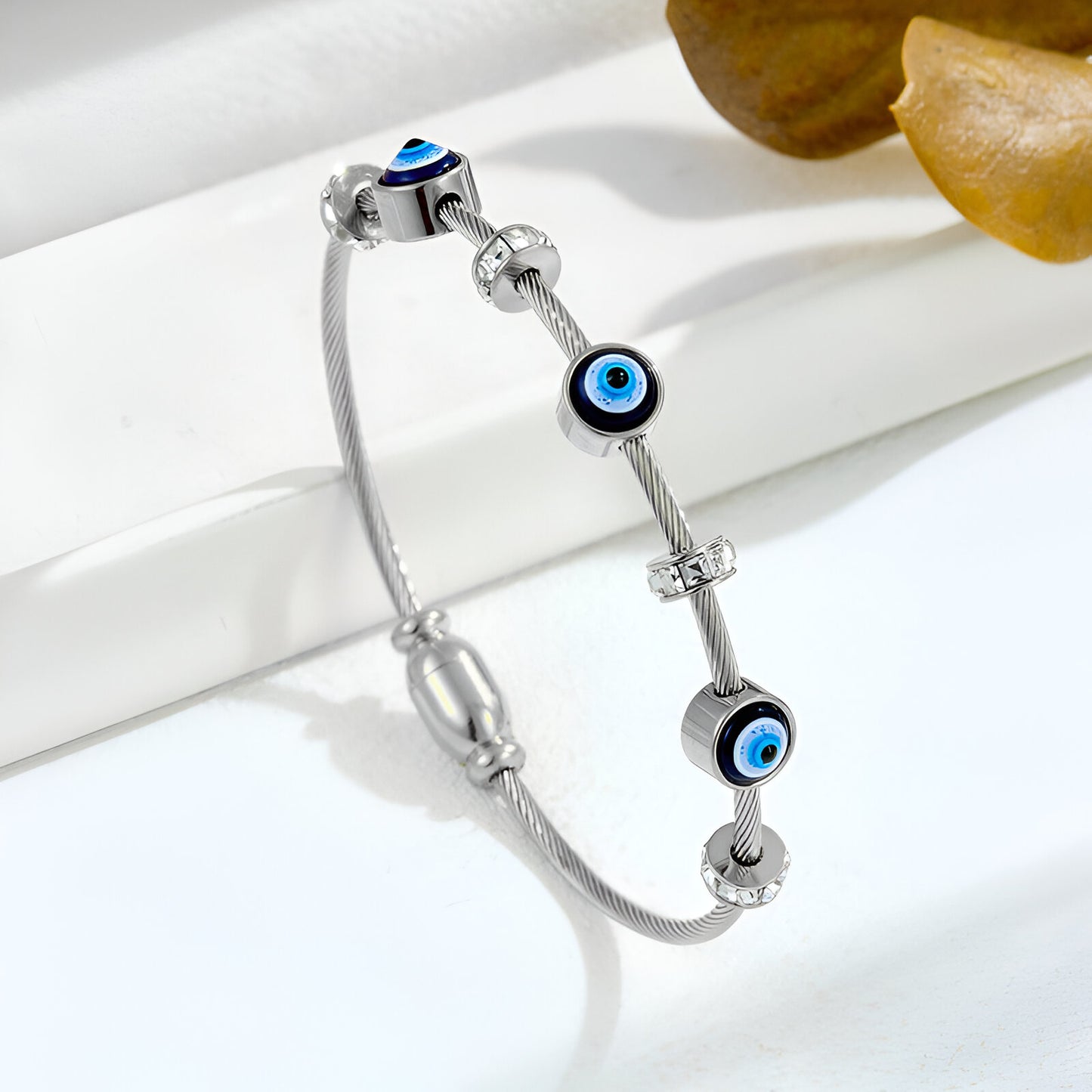 Silver Evil Eye Anti-Tarnish Kada