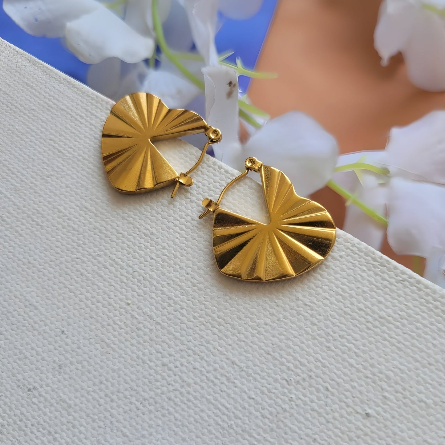Gold-Toned Geometric Heart Hoop Earrings