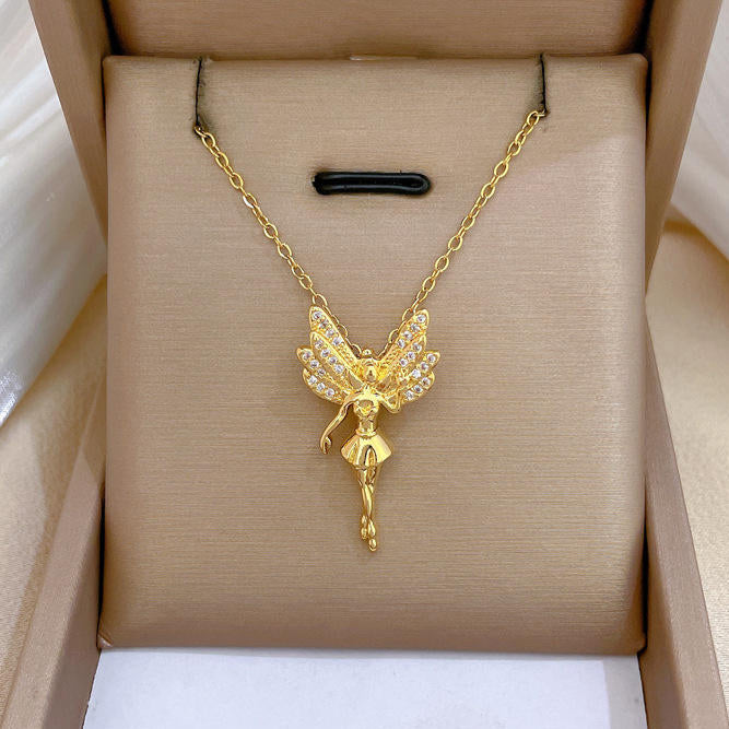 Gold-Plated Fairy Pendant Necklace