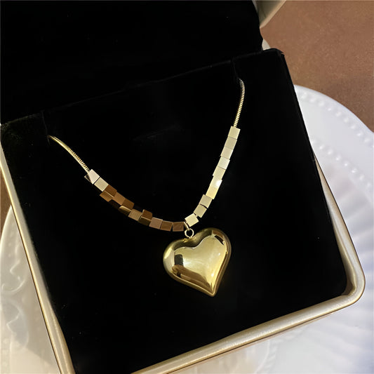 Elegant Gold-Tone Heart Pendant Necklace
