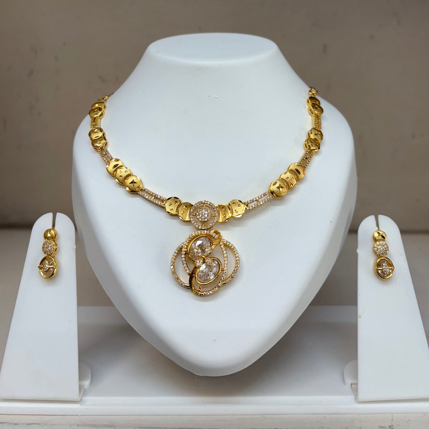 Elegant One Gram Gold Plated Necklace Set with Earrings