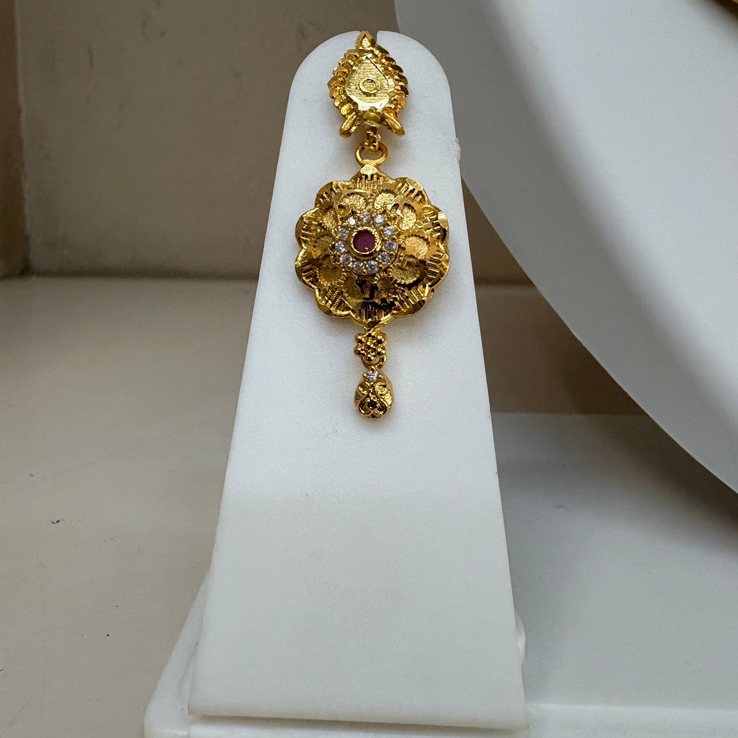 One Gram Gold Plated Traditional Necklace Set with Earrings