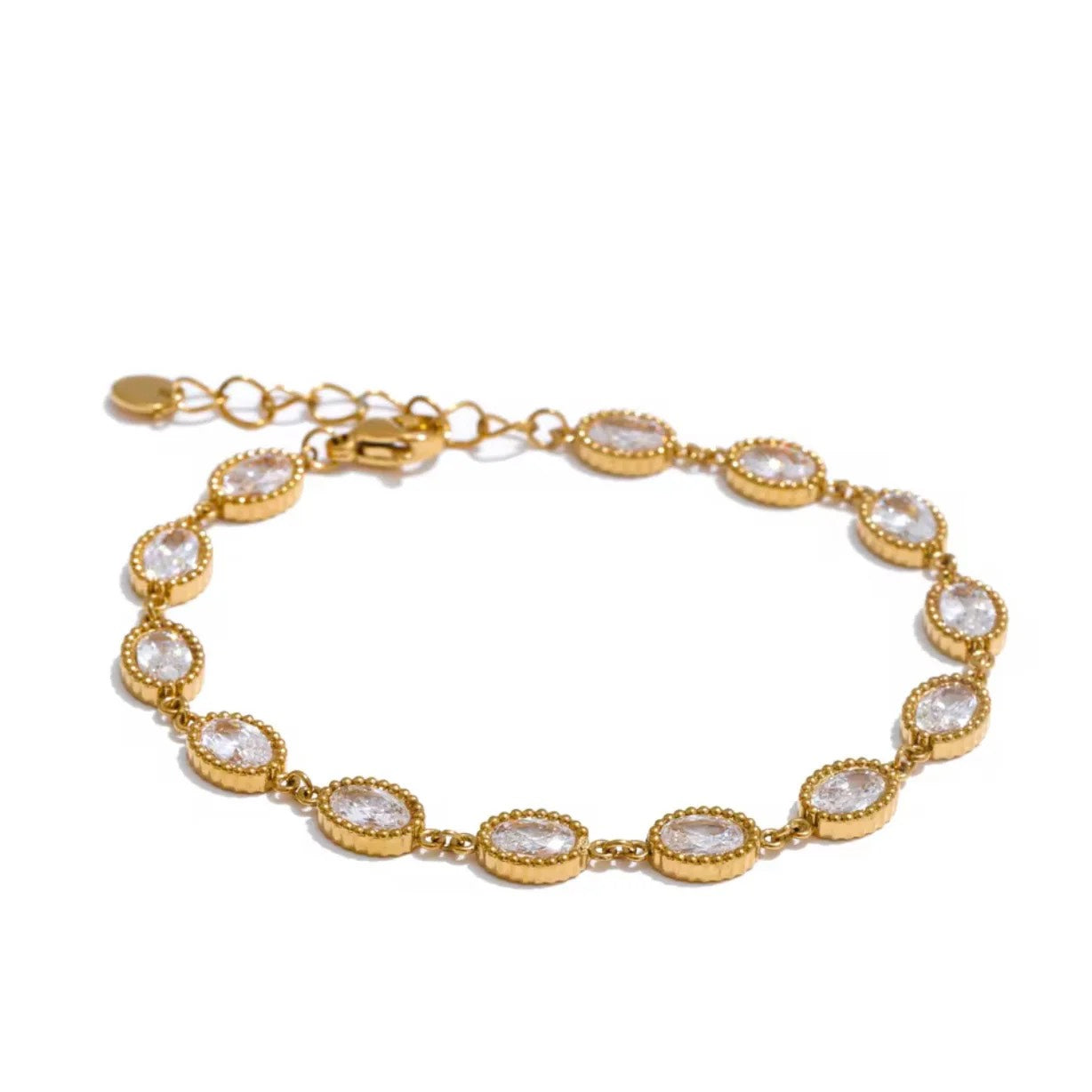 Luxurious Gold-Plated Bracelet with Oval Crystal Accents