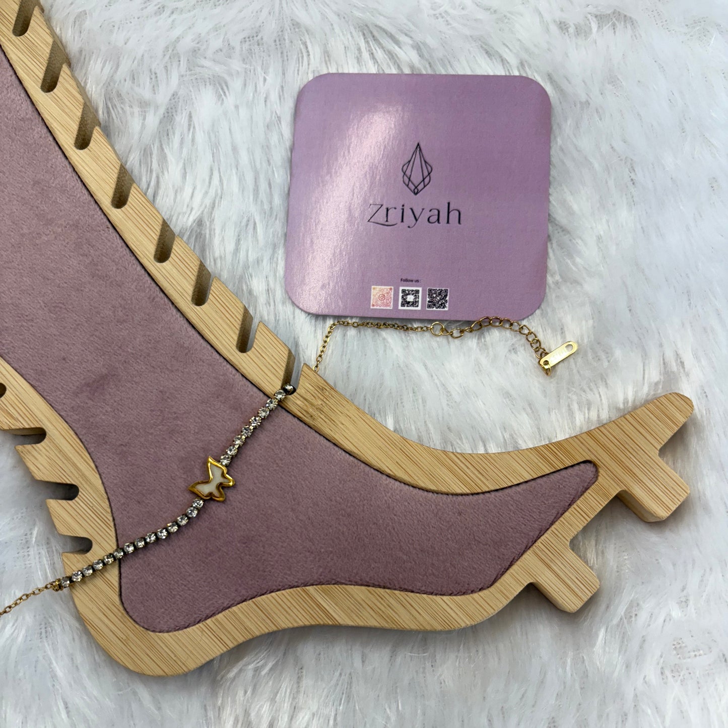 Crystal Stone Anti-Tarnish Butterfly Anklet