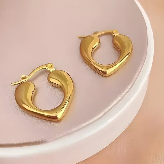 Anti-Tarnish Gold Plated Heart Hoop Earrings