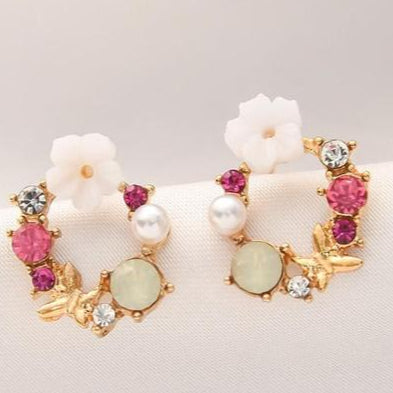 Korean Floral Wreath Stud Earrings