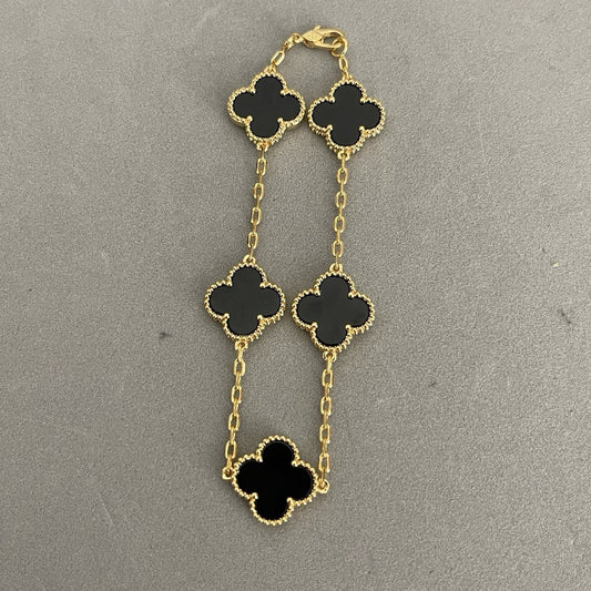 Black Clover Bracelet – Gold-Plated Anti-Tarnish.
