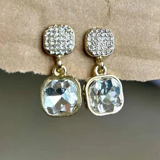 Korean-style crystal drop earrings