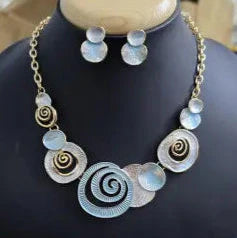 Necklace & Earring Set – Artistic Spiral Design.