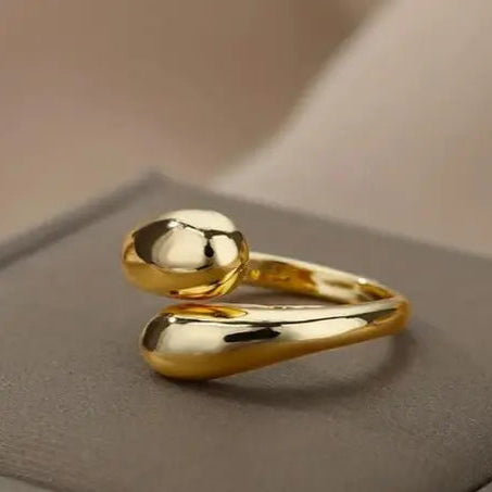 Adjustable Modern Gold-Toned Statement Ring – One Size Fits All