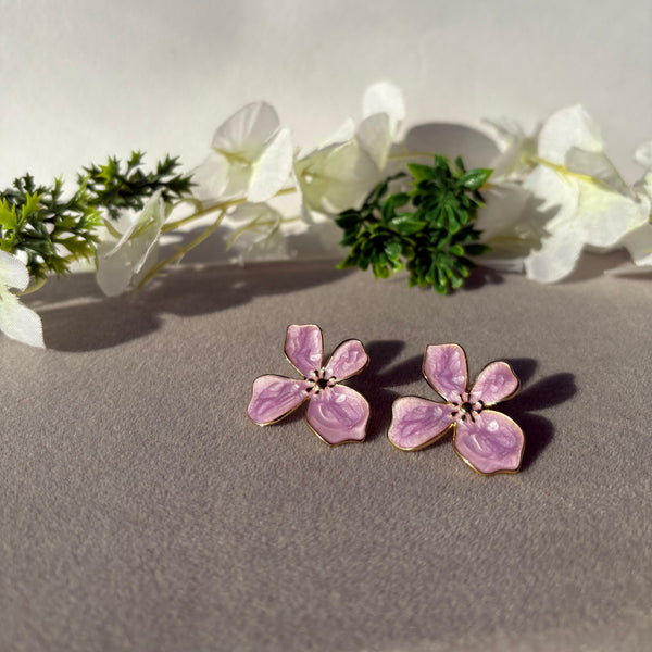 Cute purple Floral Anti-Tarnish Stud Earrings