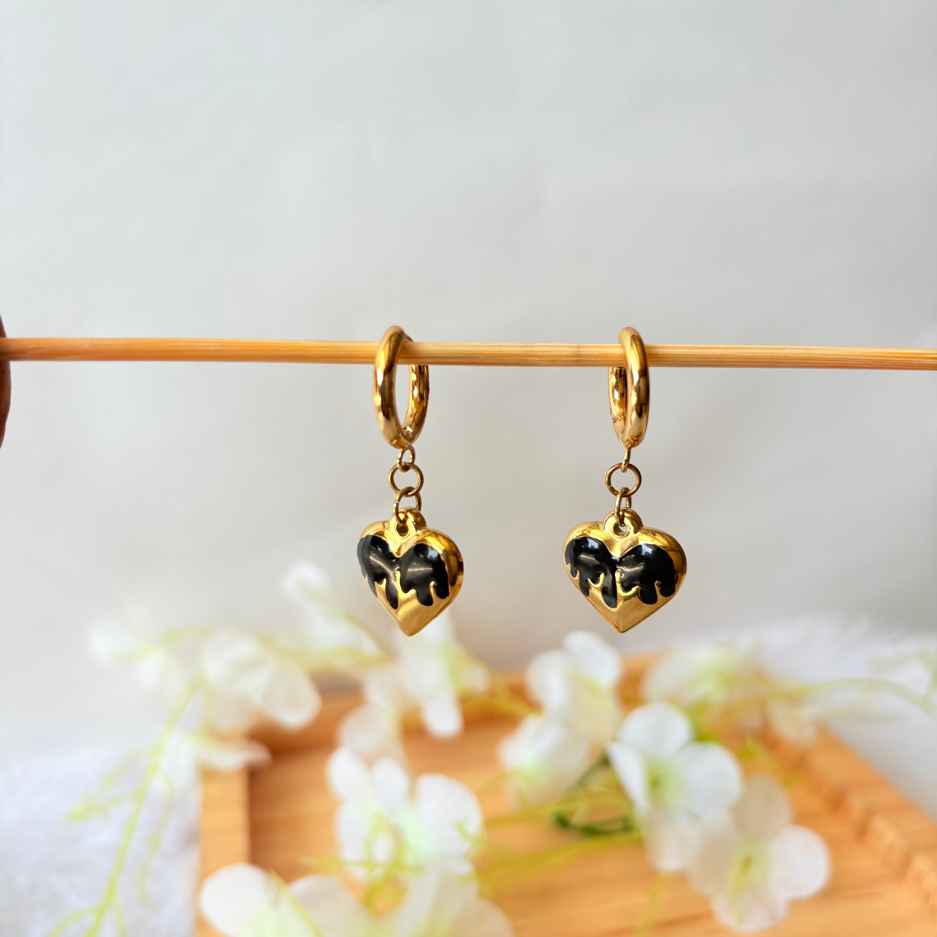 Premium Anti-Tarnish heart Hoop Drop Earrings for Women with three colours
