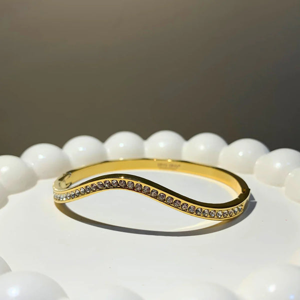 Anti-Tarnish Crystal Wave Kada Bracelet |