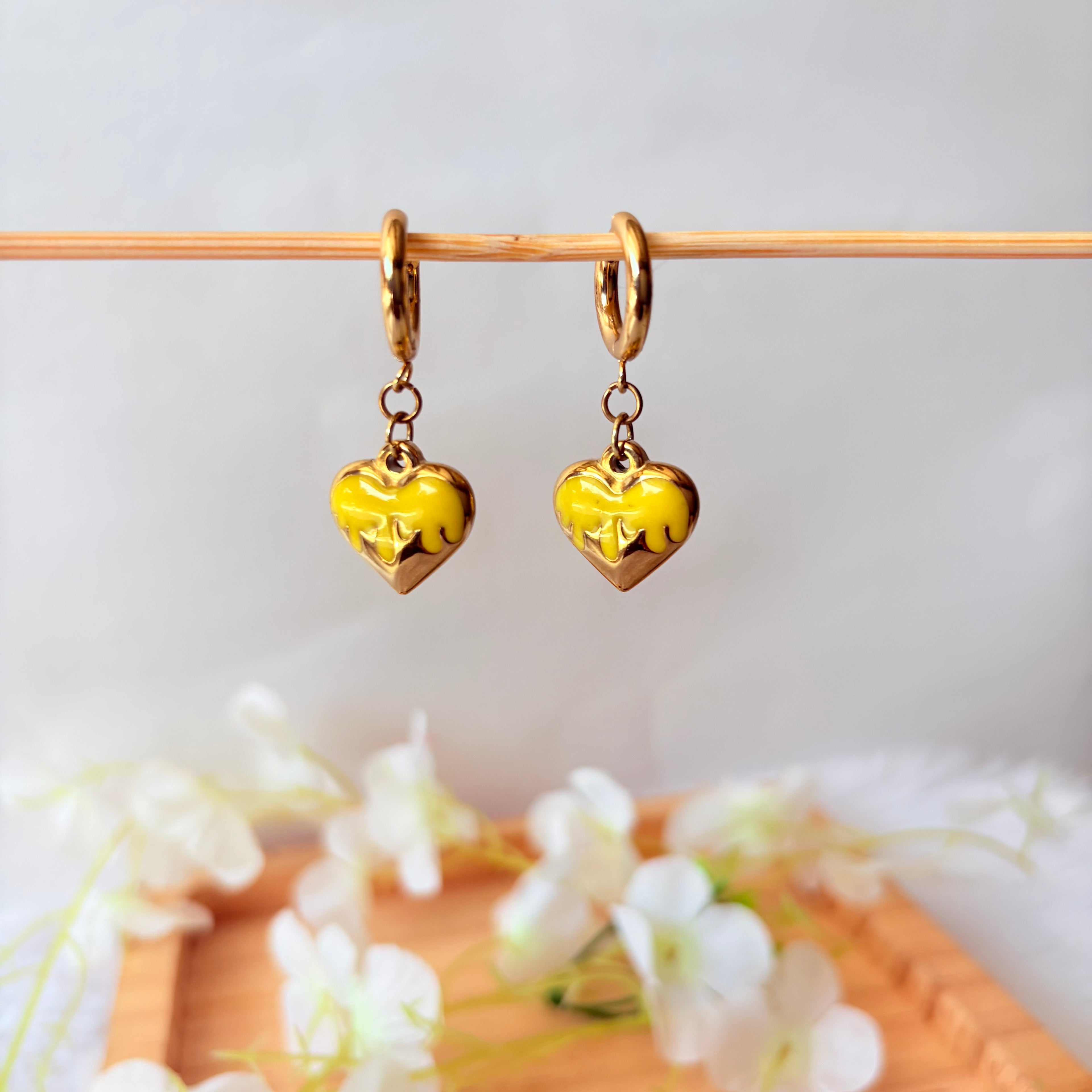 Premium Anti-Tarnish heart Hoop Drop Earrings for Women with three colours