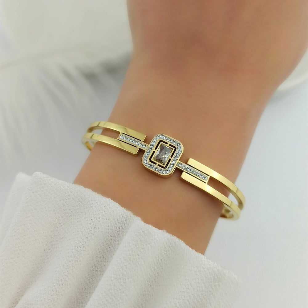 Geometric Square Anti-Tarnish Cuff Bracelet