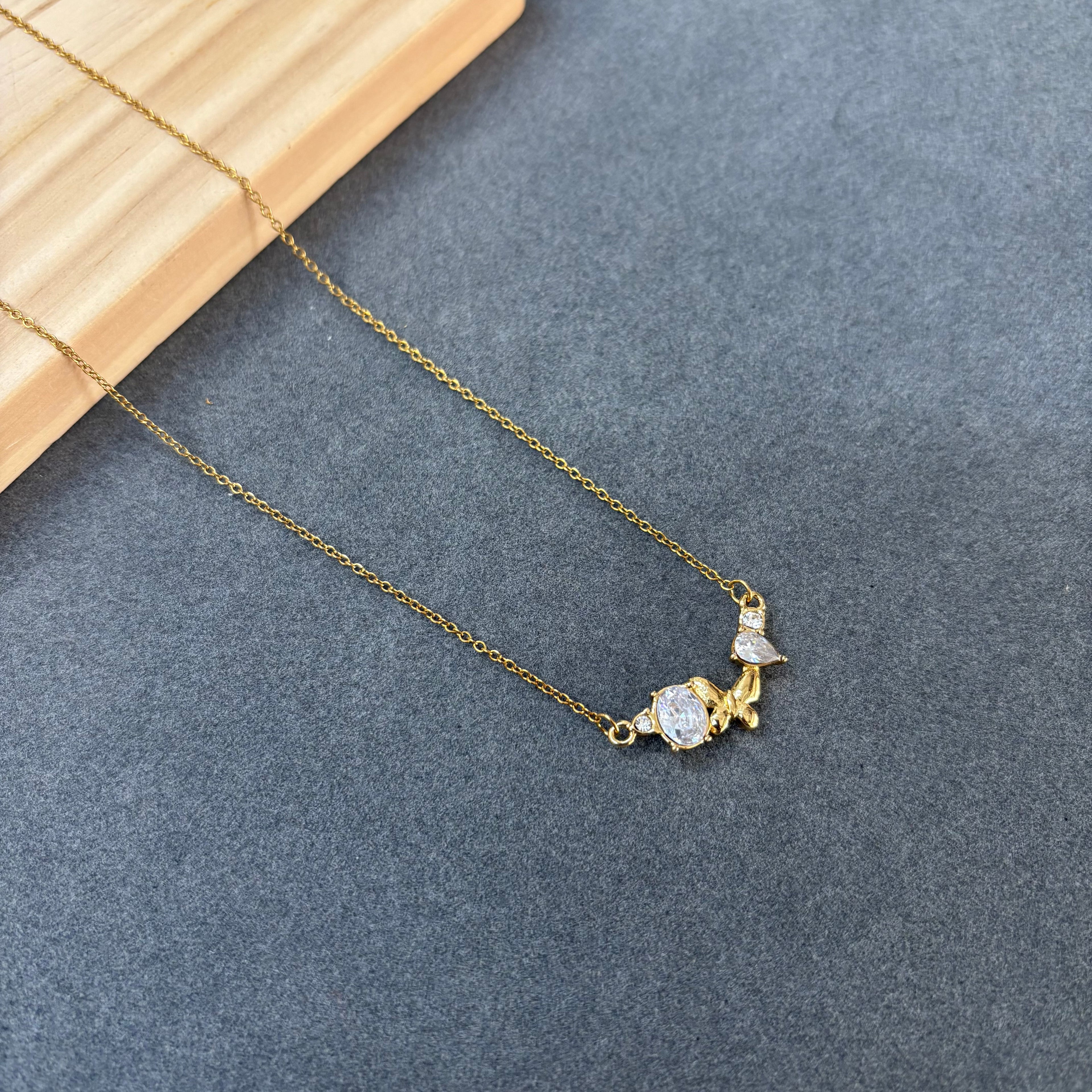 Golden Butterfly Stone Necklace