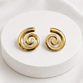 Spiral gold plated stud earrings