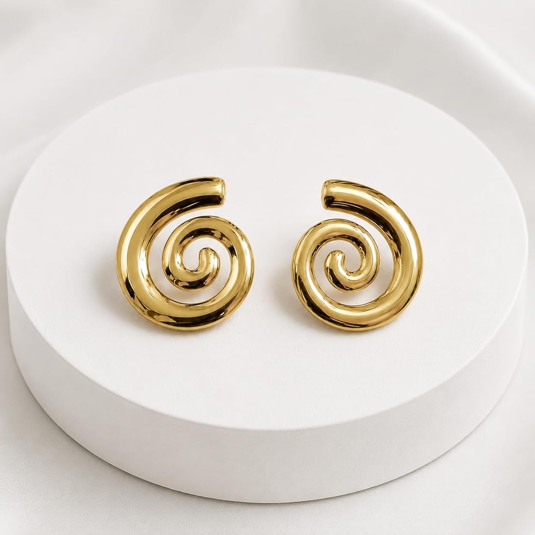 Spiral gold plated stud earrings