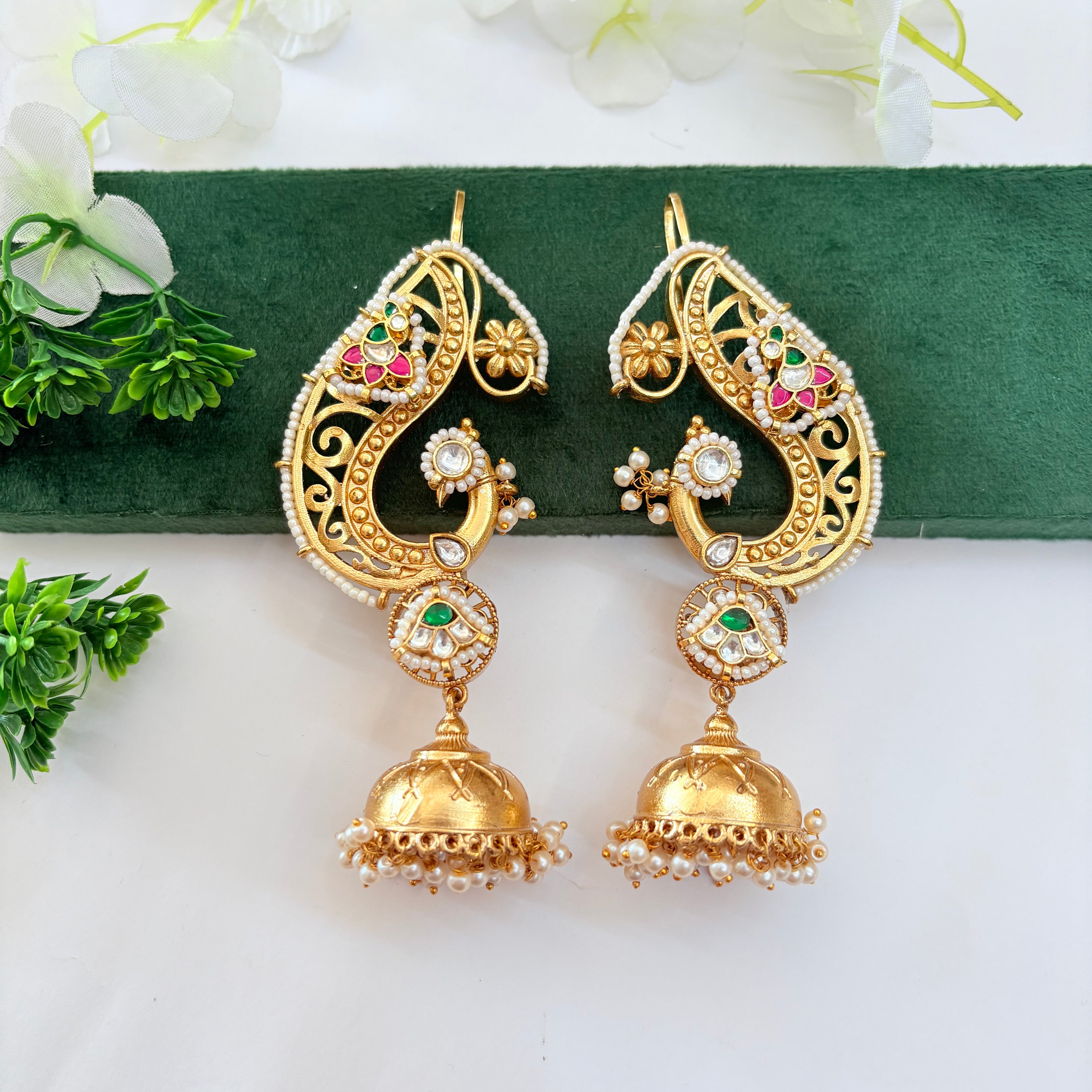 Royal Jadau Kundan Ear Cuff with Pearl Jhumki