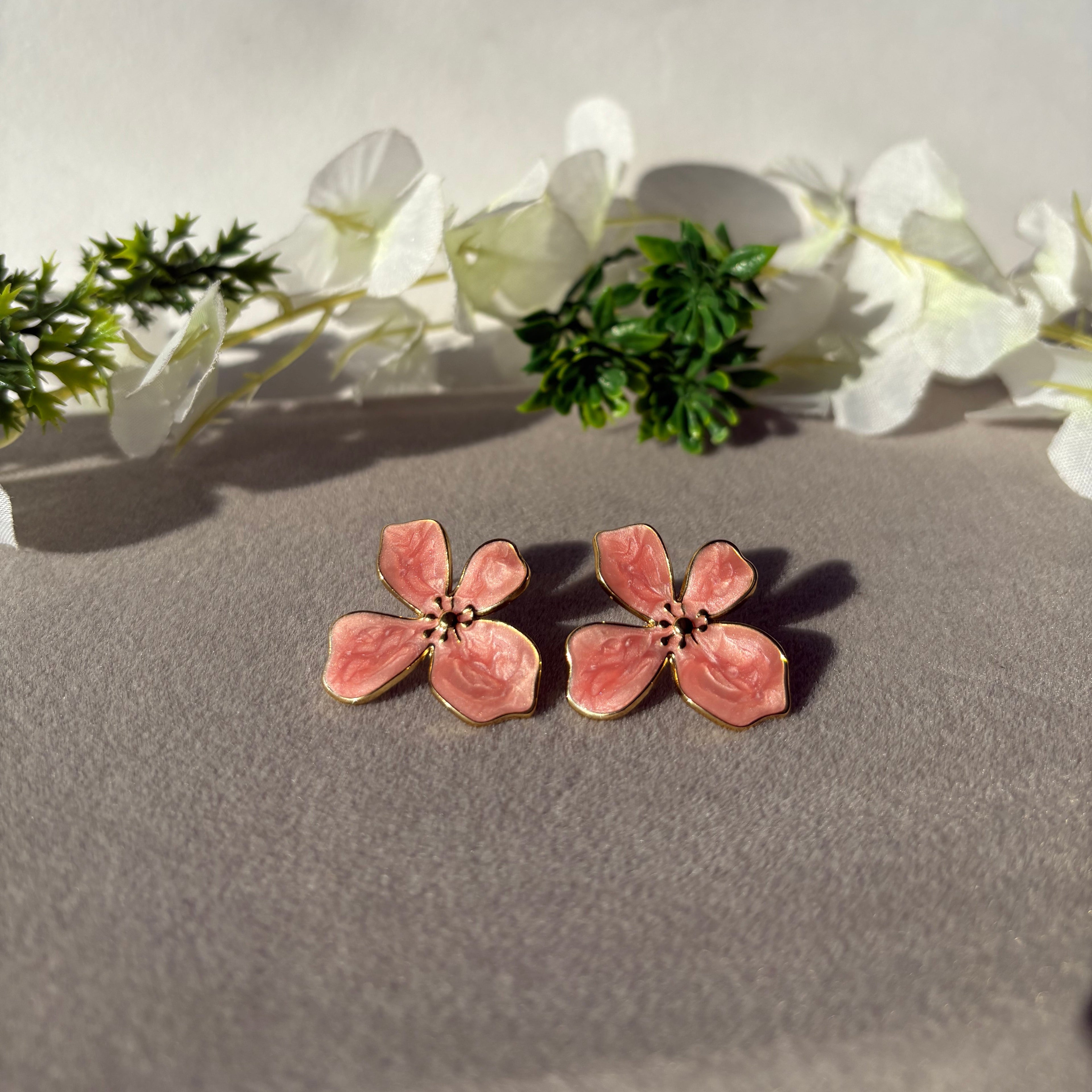 Cute Orange Floral Anti-Tarnish Stud Earrings