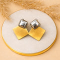 Modern Dual Tone Geometric Stud Earrings