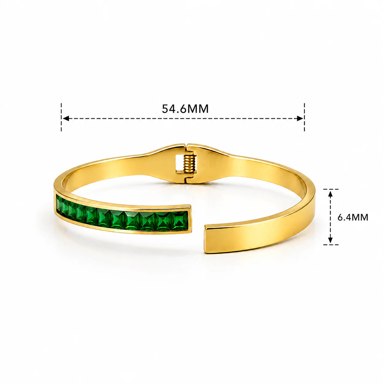 Anti-Tarnish Emerald Green Crystal Open Kada Bracelet