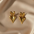 Double heart stud earring