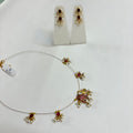 Invisible Pink Kundan Elephant Pendant Necklace Set
