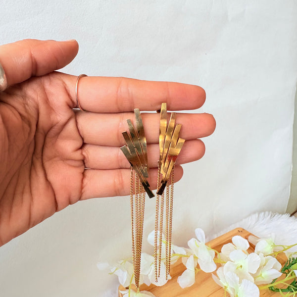 Anti-Tarnish Gold Fringe Drop Earrings