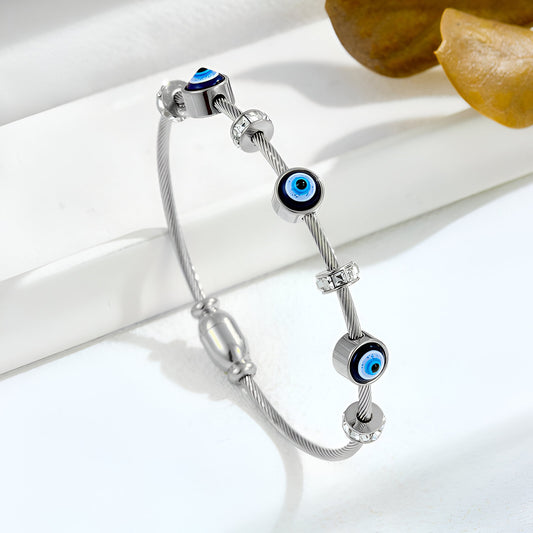Silver Evil Eye Anti-Tarnish Kada