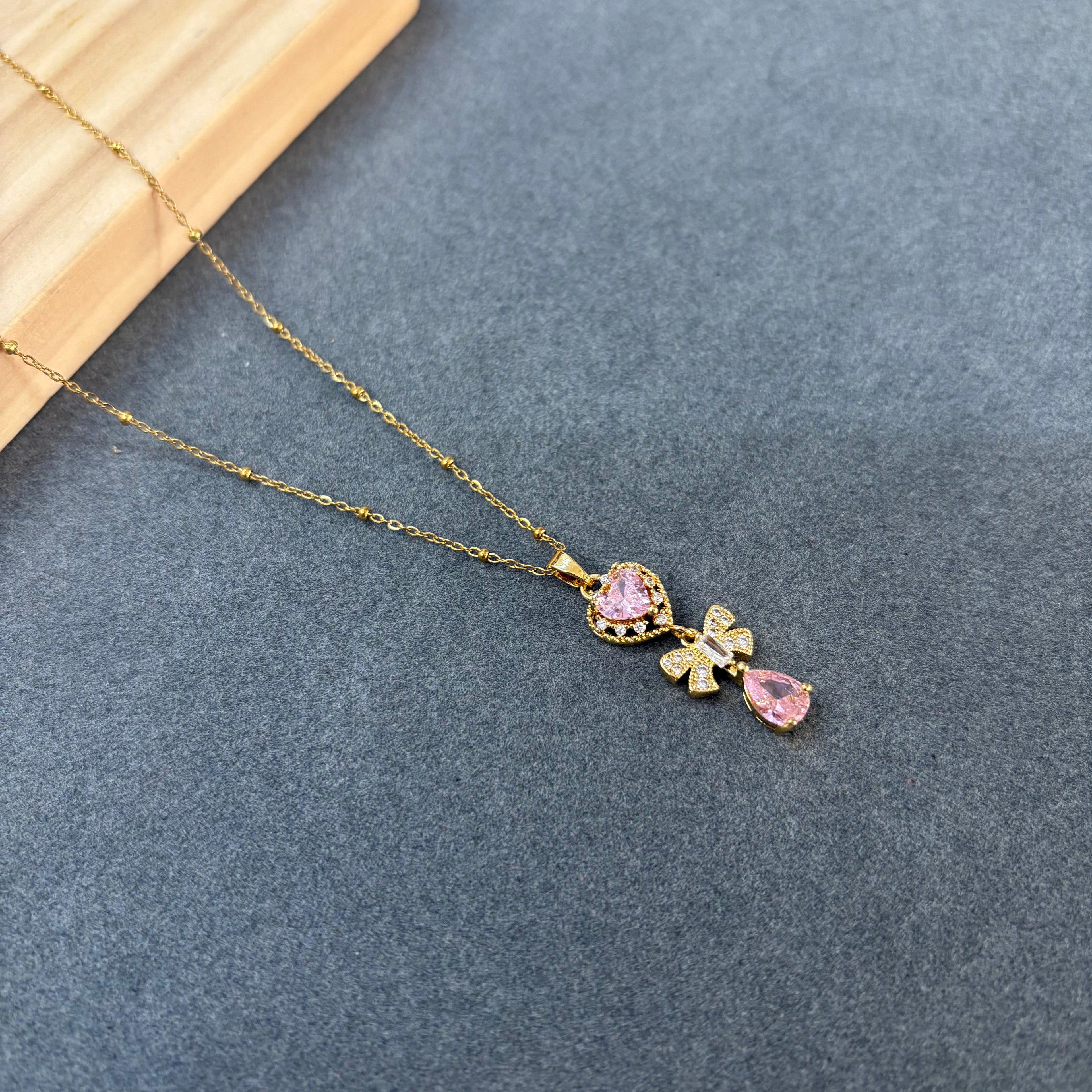 Pink Crystal Butterfly Necklace