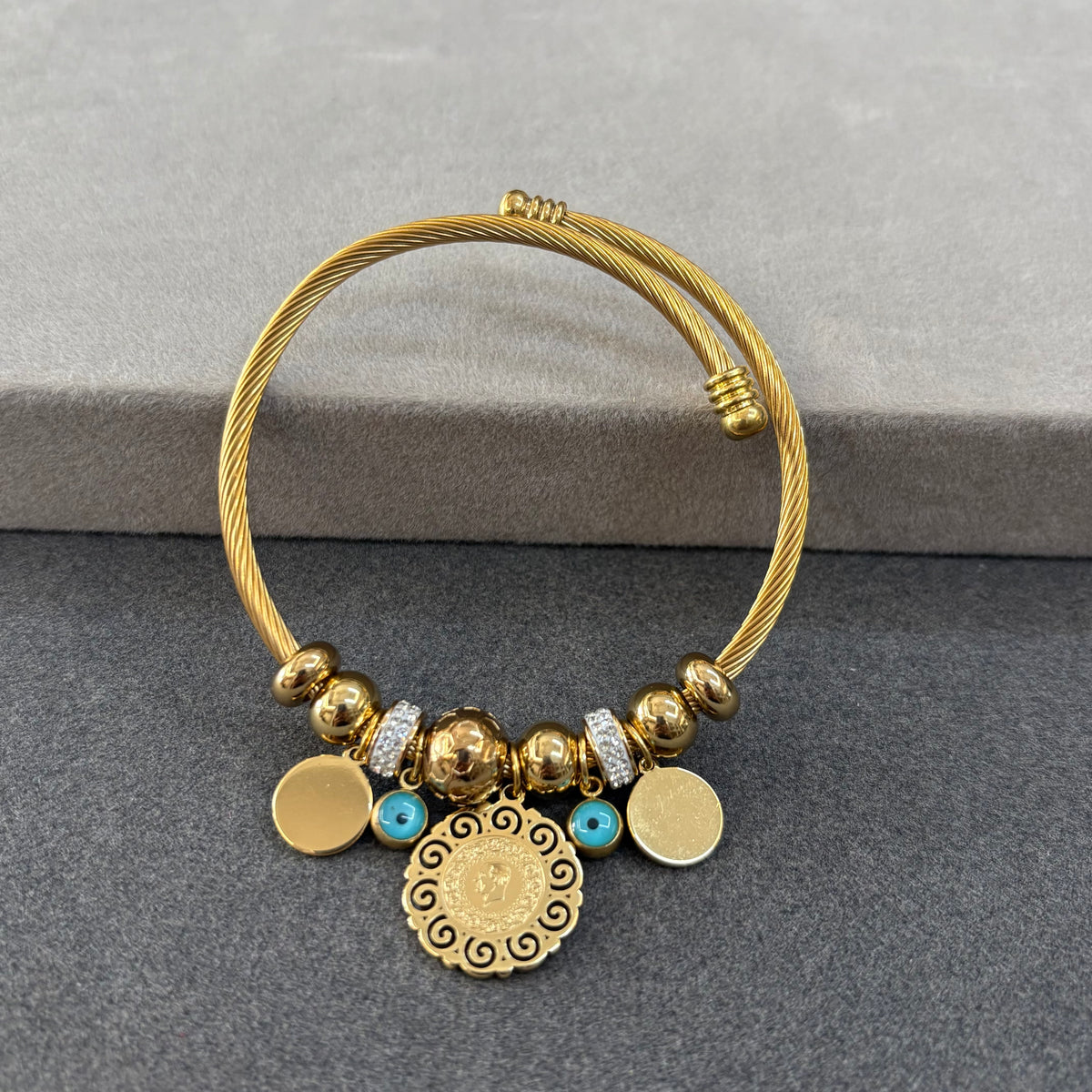 Blue evil eye charm bracelet