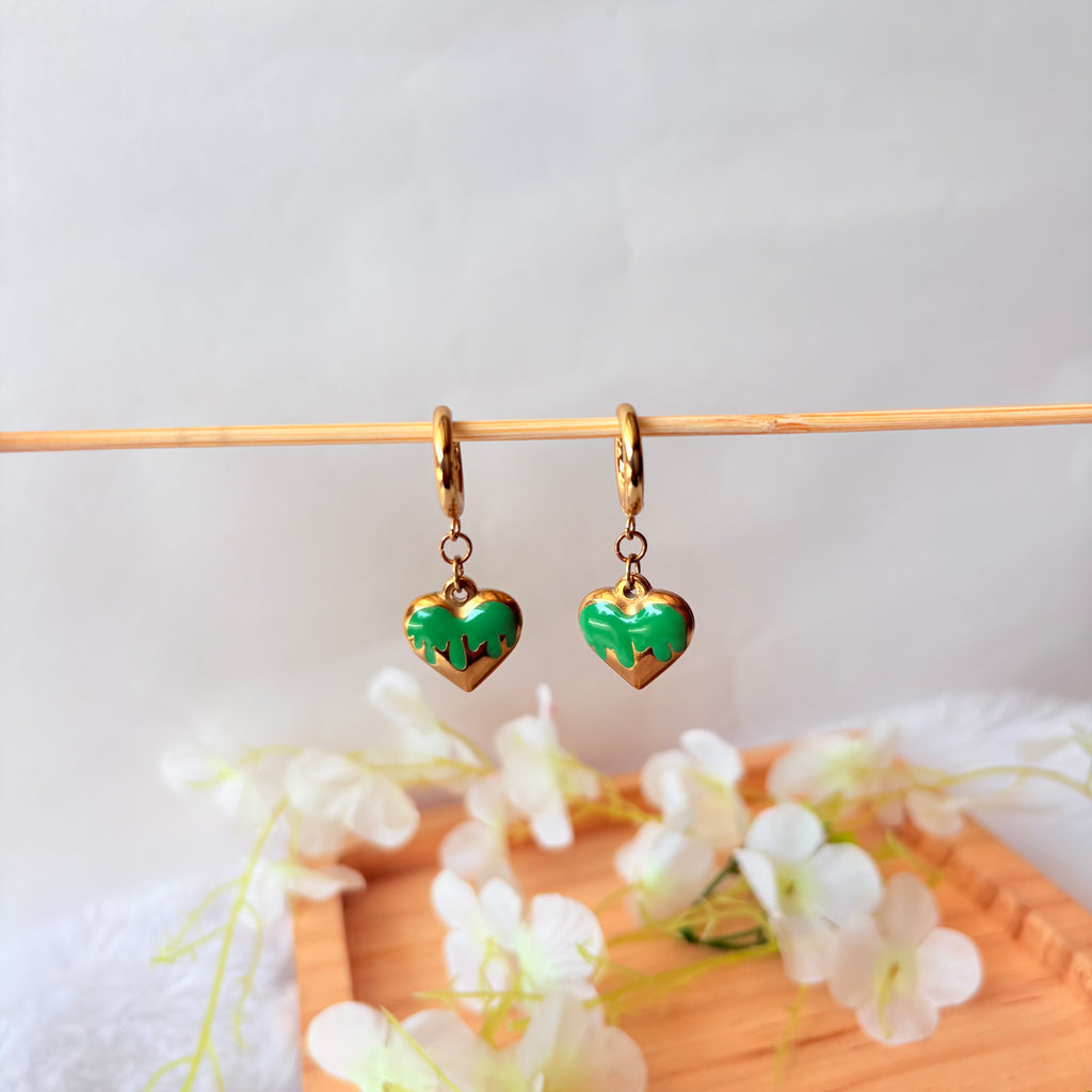 Premium Anti-Tarnish heart Hoop Drop Earrings for Women with three colours
