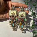 Ivory Lotus Charm Multicolor Jhumka Earrings