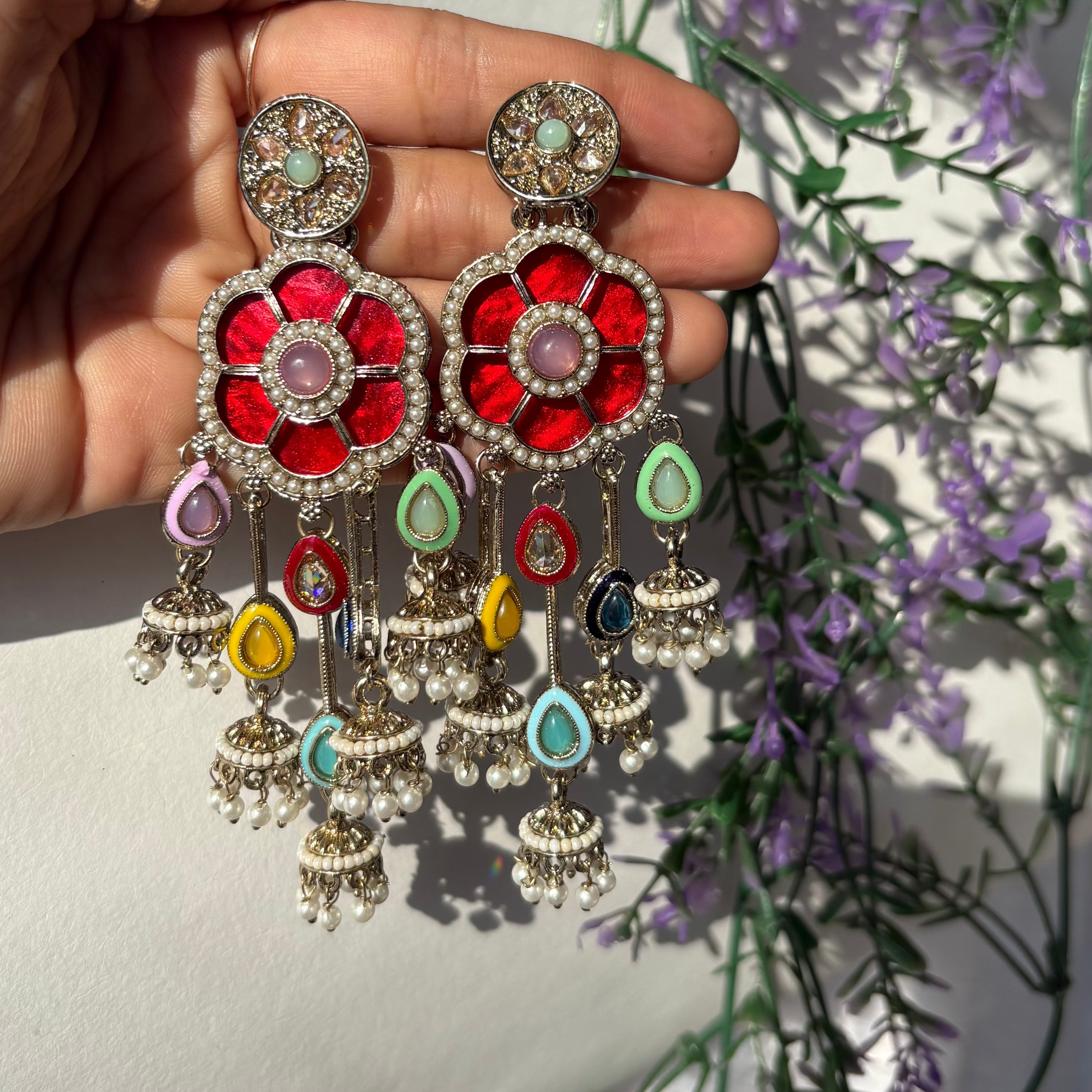 Sunflower Bloom Multicolor Jhumka Earrings