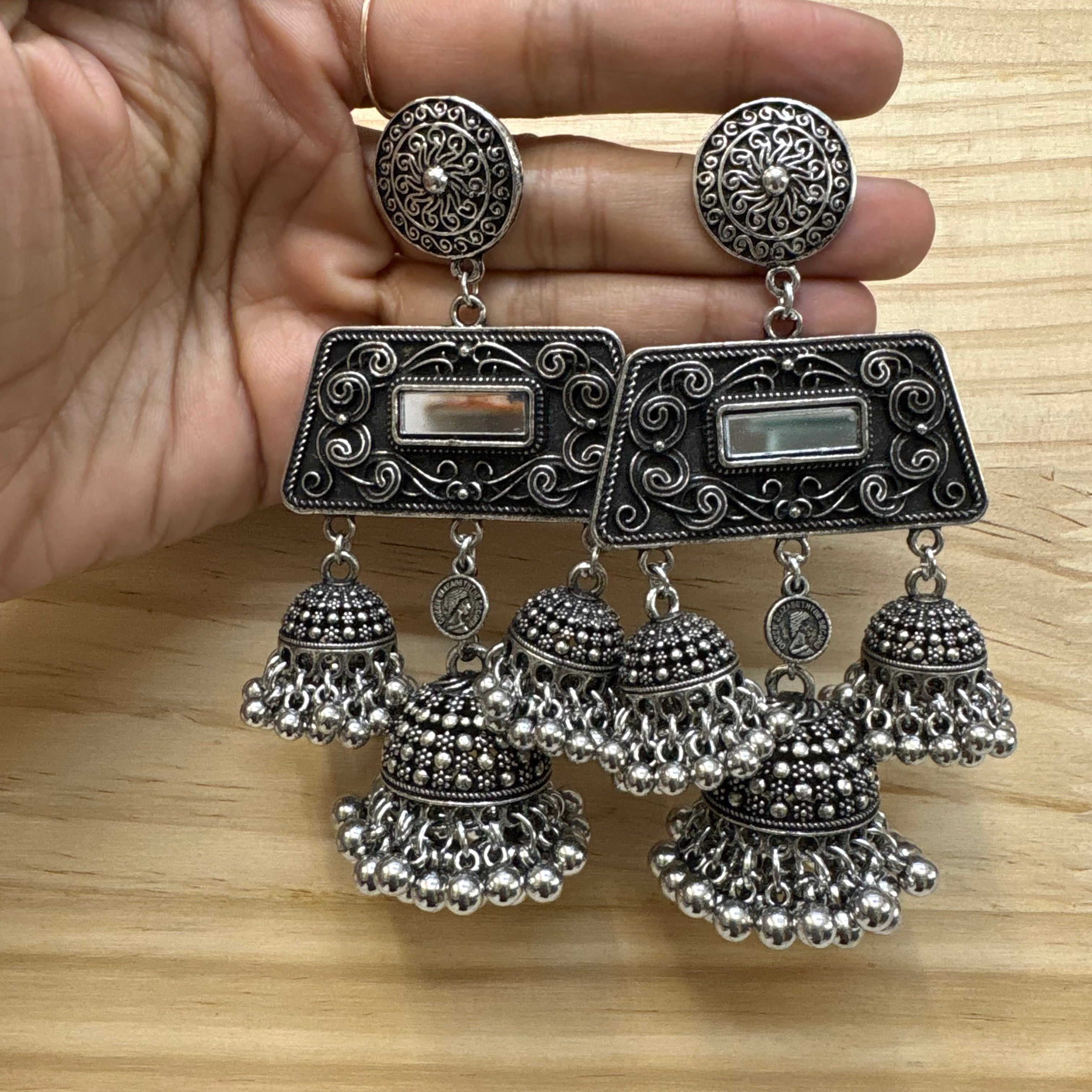 Premium Oxidised Statement Jhumkas