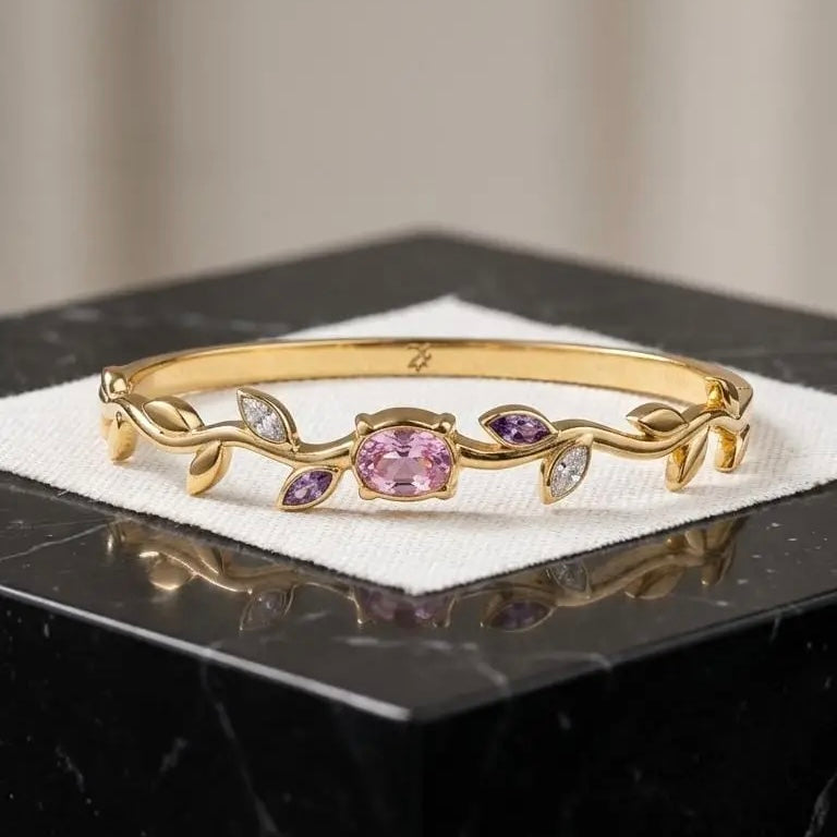Pink Diamond Tulip Multicolour Kada Bracelet