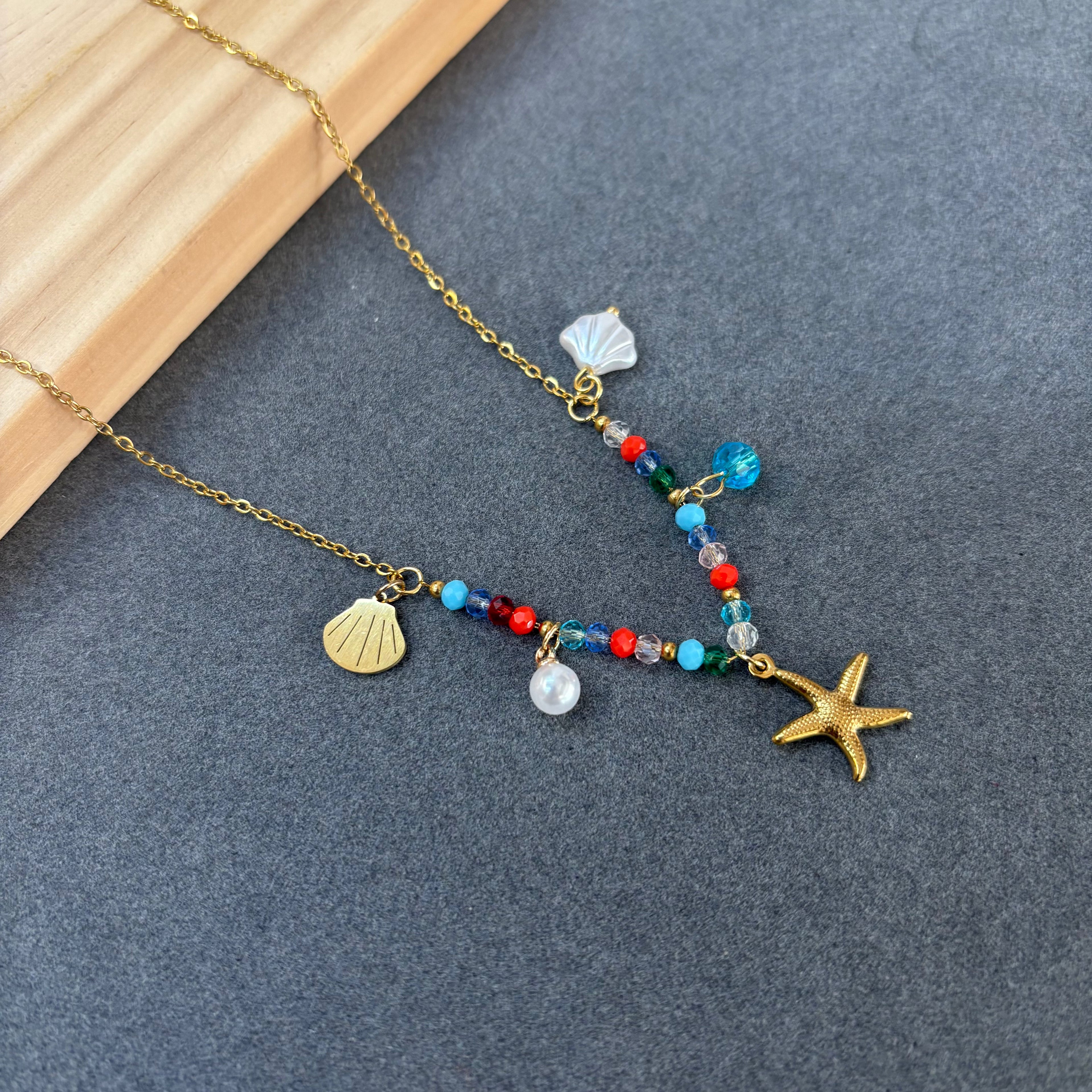 Anti-Tarnish starfish Charm Beaded Neck Chain