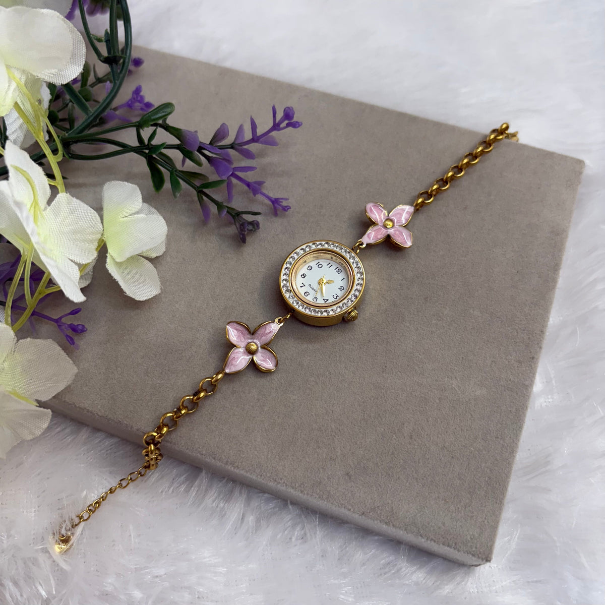 Pink Floral Watch – Elegant Bloom Timepiece